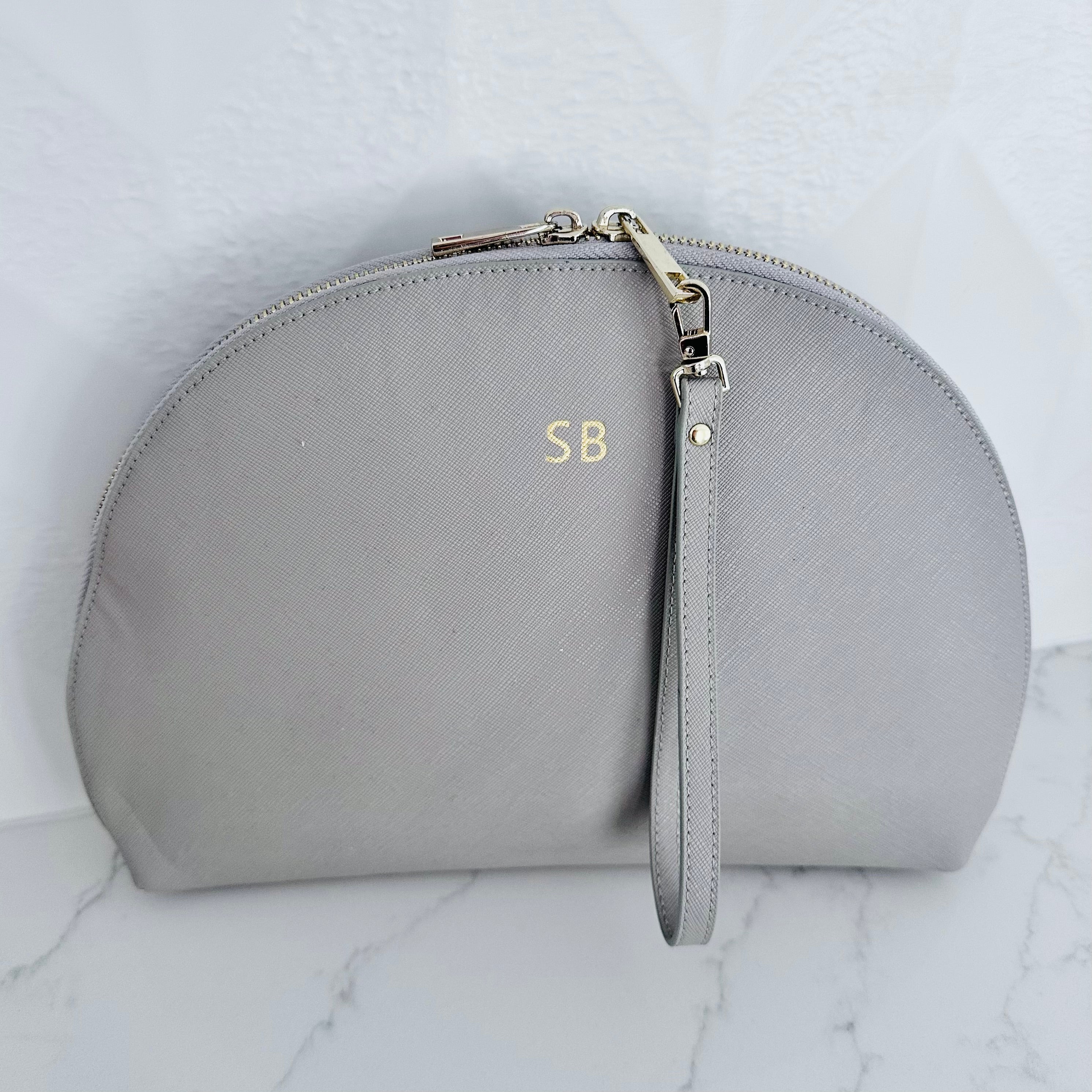 Grey Curve Clutch with Detachable Wrist Strap