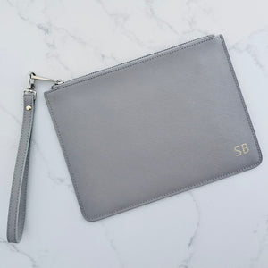 Grey Pouch with Detachable Wrist Strap