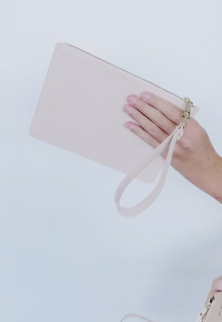 Pale Pink Pouch with Detachable Wrist Strap