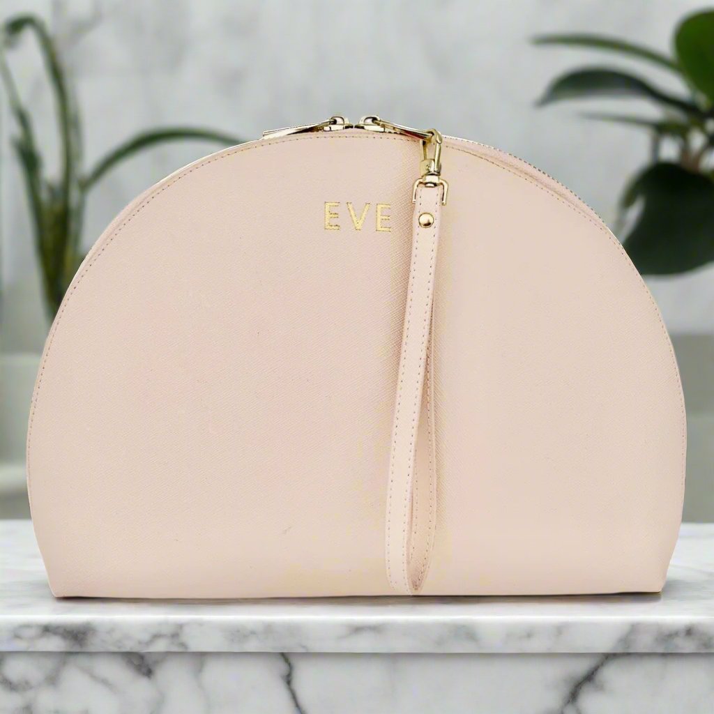 Pale Pink Curve Clutch with Detachable Wrist Strap